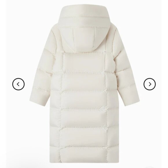 Women's  long down jacket in cream XS - Picture 5 of 9